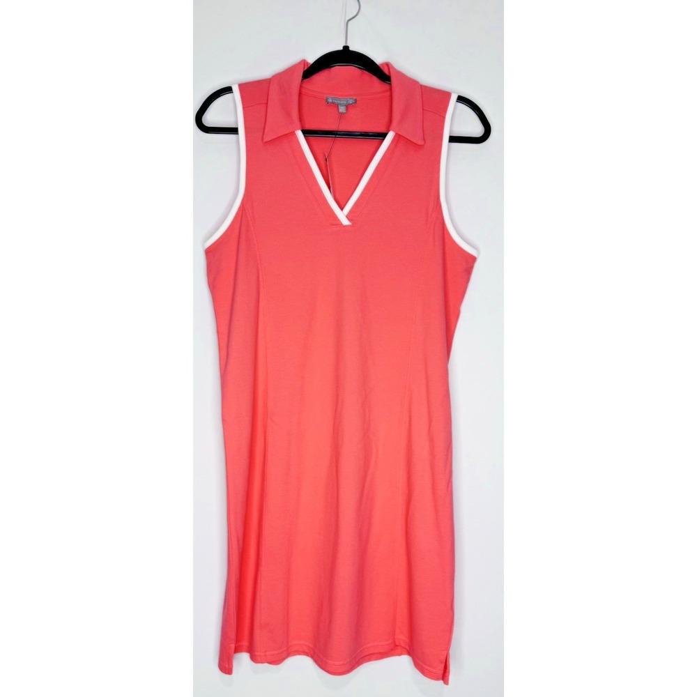 T by Talbots Dress Women Mp Coral Orange Tennis UPF 50 Sleeveless Collar